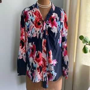 Navy floral abstract Kate spade blouse
